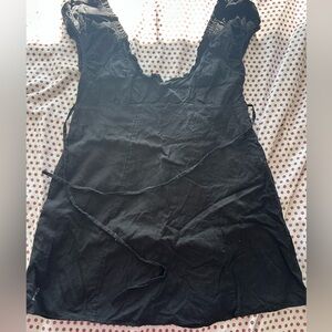 Free People Black Ruffled Top with Red Polka Dots